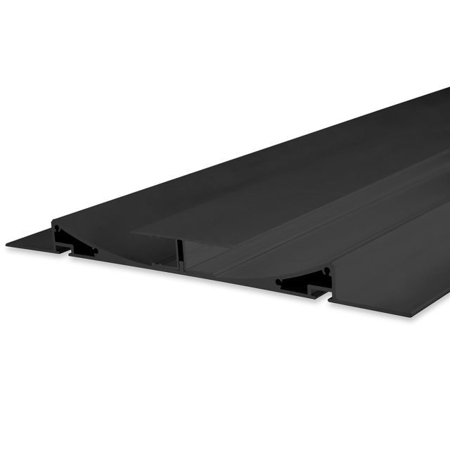 LED gipszkarton lámpa Double Curve, fekete porszórt RAL 9005, 200cm