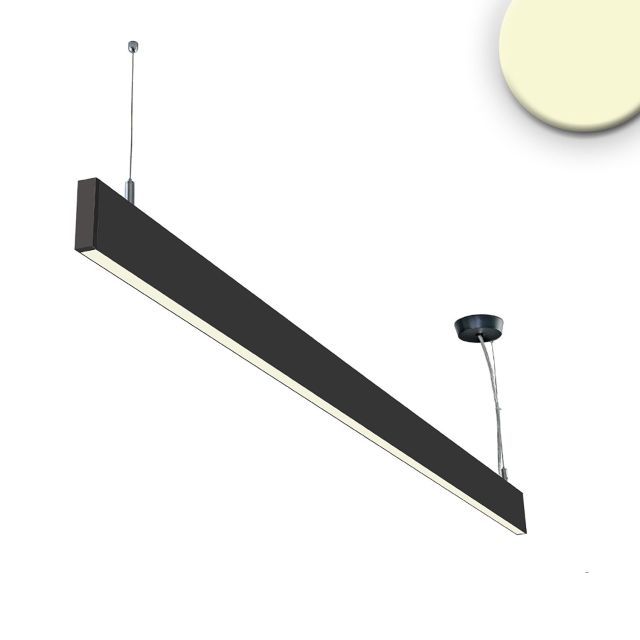 LED függesztett lámpa Lineáris Up&Down 1200, 40W prizmás lineáris és 90° csatlak. fekete meleg fehér