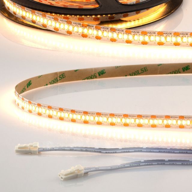 LED CRI930 MiniAMP flex stripe 12V DC 12W IP20 3000K 120cm, 30cm cable both sides+maleAMP 300 LED/m