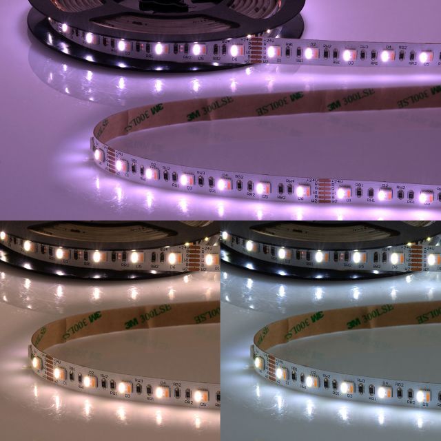 LED SIL RGB+WW+KW CCT flexibilis szalag, 24V DC, 19W, IP20, 5in1 chip, 5m tekercs, 60 LED/m