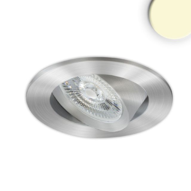 LED Recessed luminaire Slim68 MiniAMP aluminum brushed, round 8W, 24V DC, warm white, dimmable