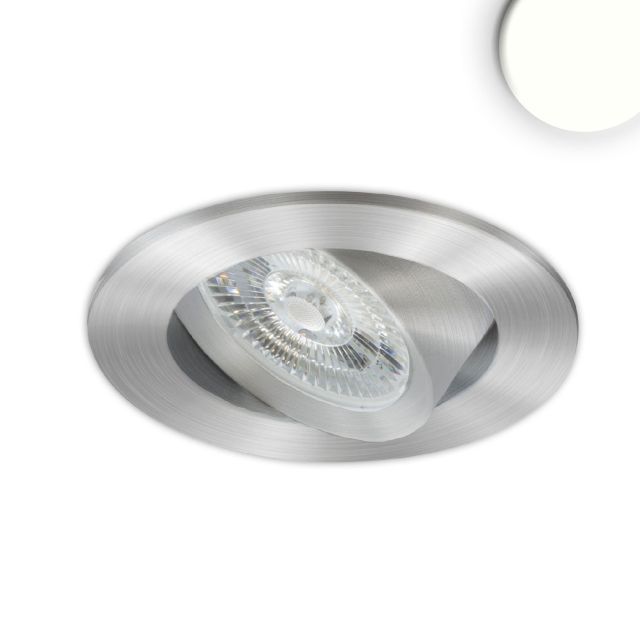 LED Recessed luminaire Slim68 MiniAMP aluminum brushed, round, 8W, 24V DC, neutral white, not dimm.