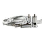 Cable suspension (4pcs) with ceiling screw connect., counterpart with slide clamp, steel cables 1,5m