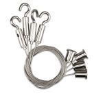 Cable suspension (4 pcs) with ceiling screw and counterpart with hook incl. steel cables 1.000mm