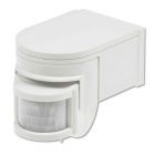 PIR motion detector white, 230V, max. 4A, 180° max. 10m detection radius, IP44, surface mounting